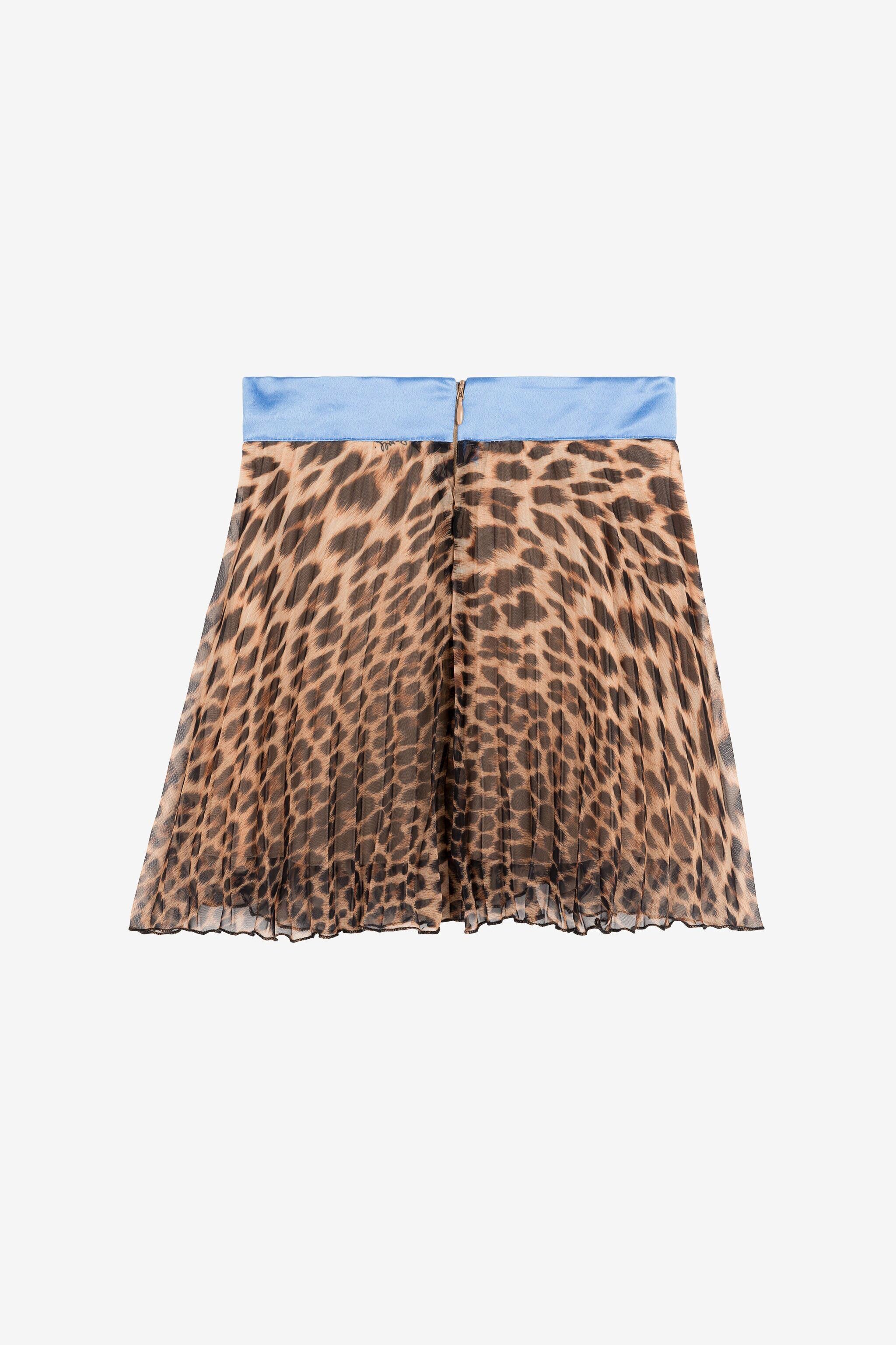 JU Pleated Leopard-Print Skirt Light brown OJT316-CC131