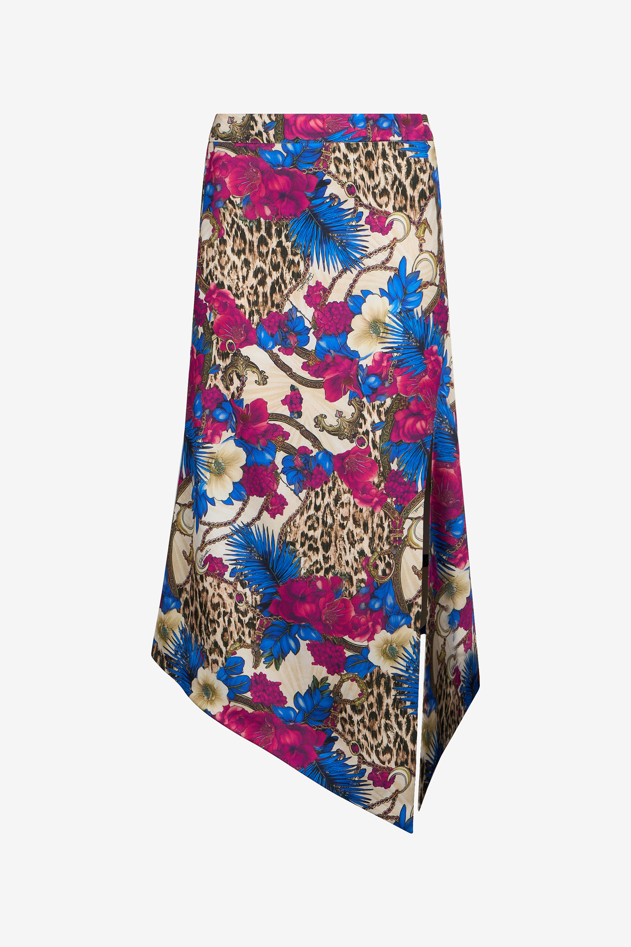 JC Falda Midi Estampado Flower Leo 700 BEIGE + 343 CILI VFT166-VF279
