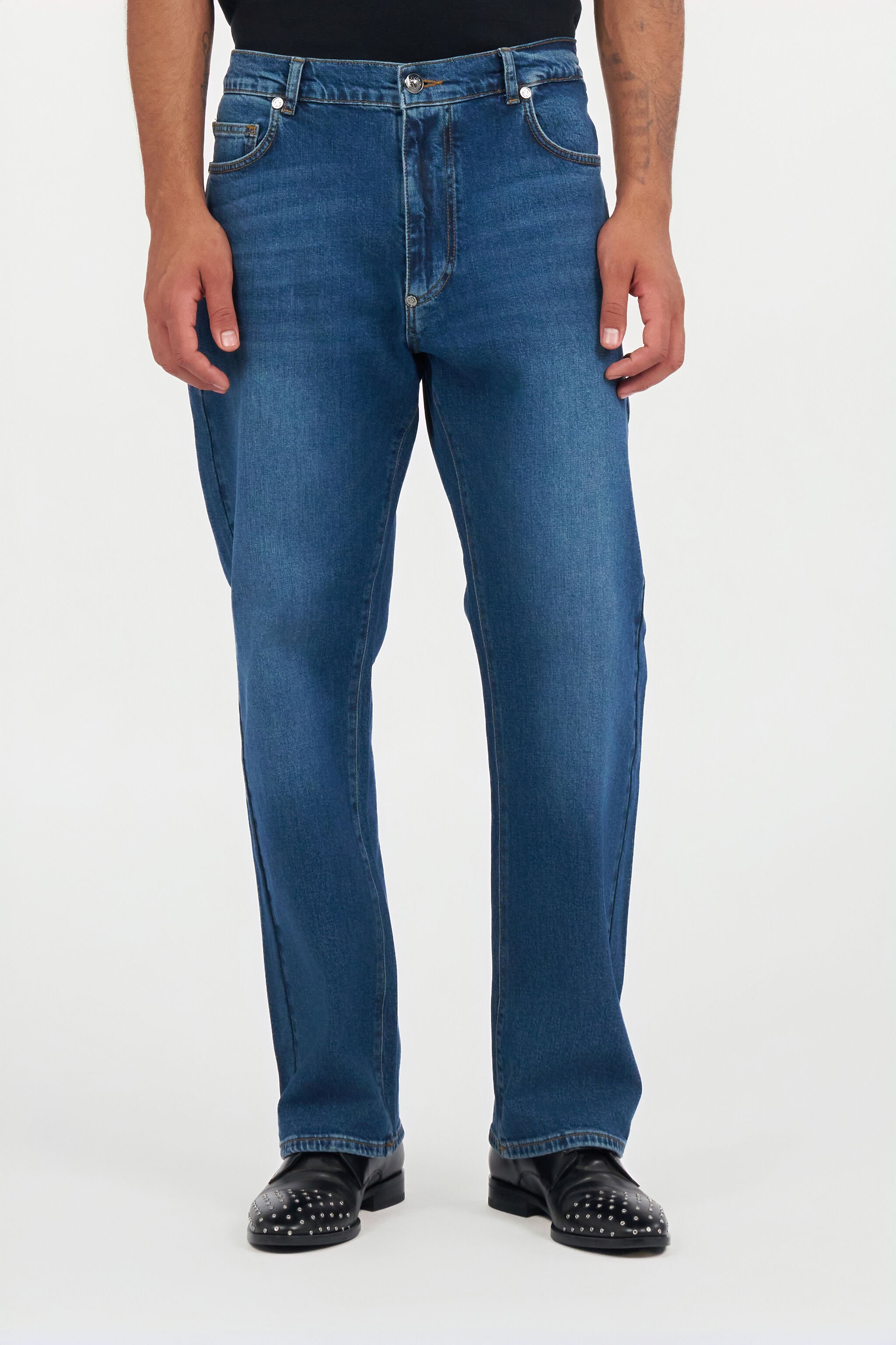 RC Blue Denim Jeans With Monogram RC DARK BLUE QOJ250-DLO02