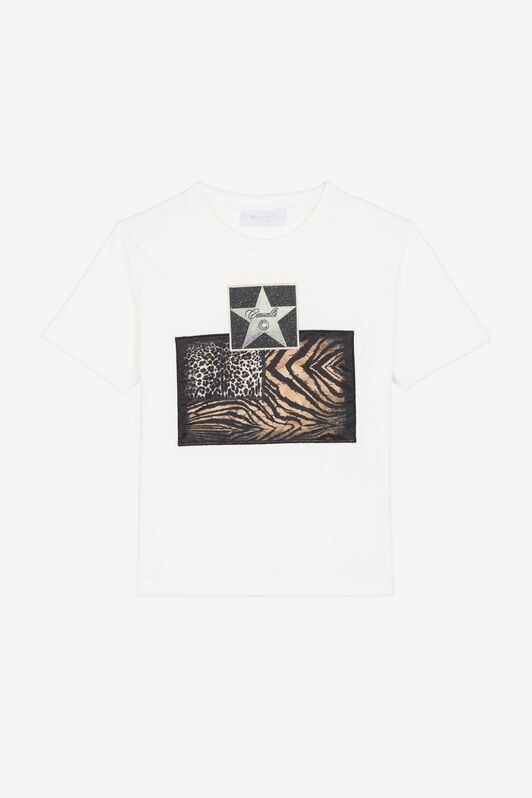 JU Animalier Patchwork-Print Appliqué T-Shirt JU Animalier Patchwork-Print Appliqué T-Shirt White OJT623-ISA2J