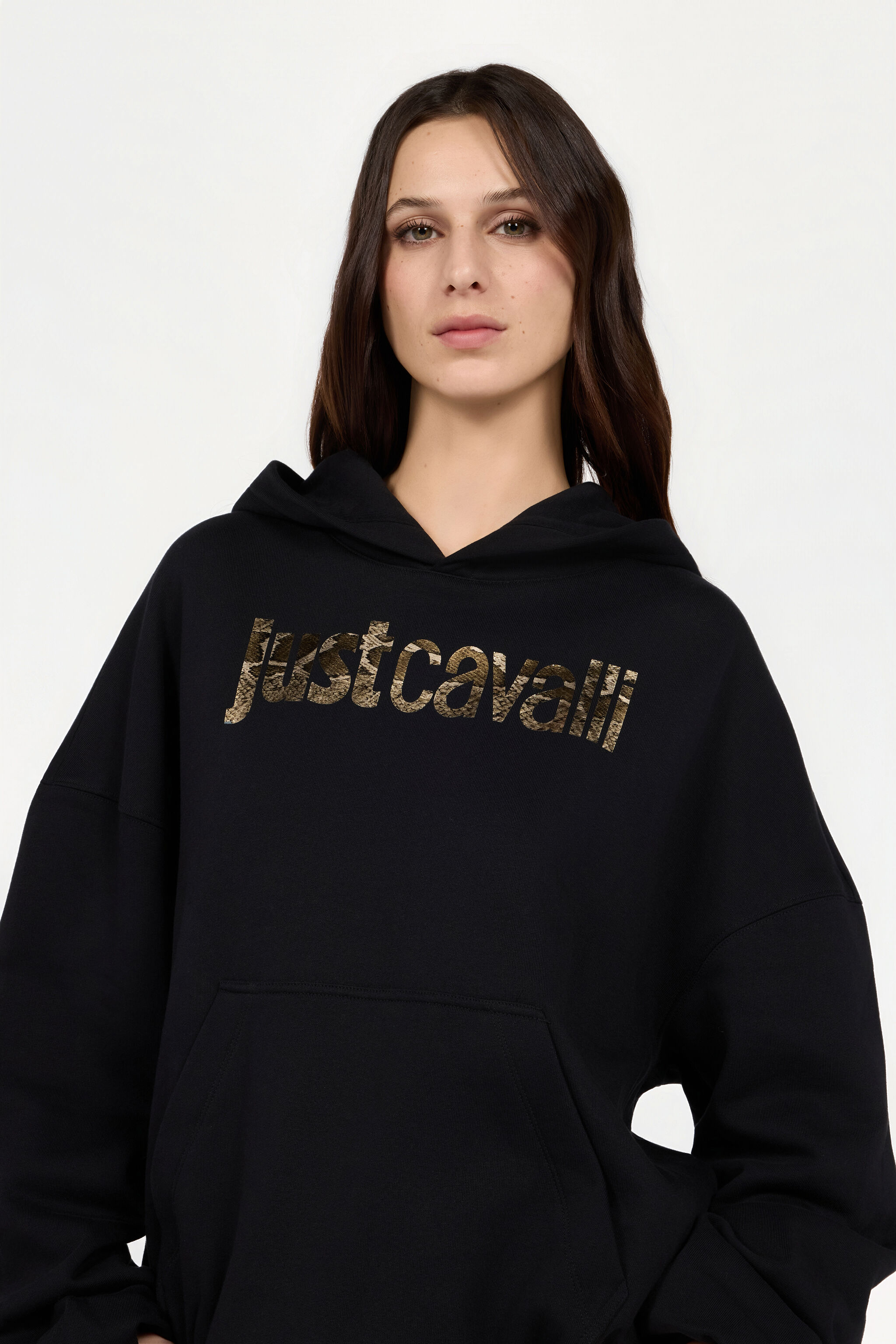 JC Schwarzer Hoodie mit Logo BLACK RKT894-RK400
