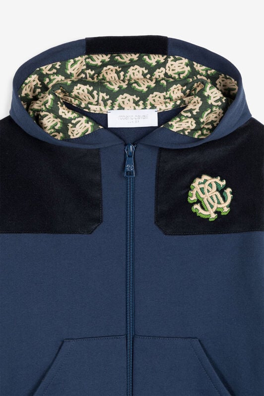 JU RC Monogram-Embroidered Zip Hoodie Dark blue RJT90P-CF050