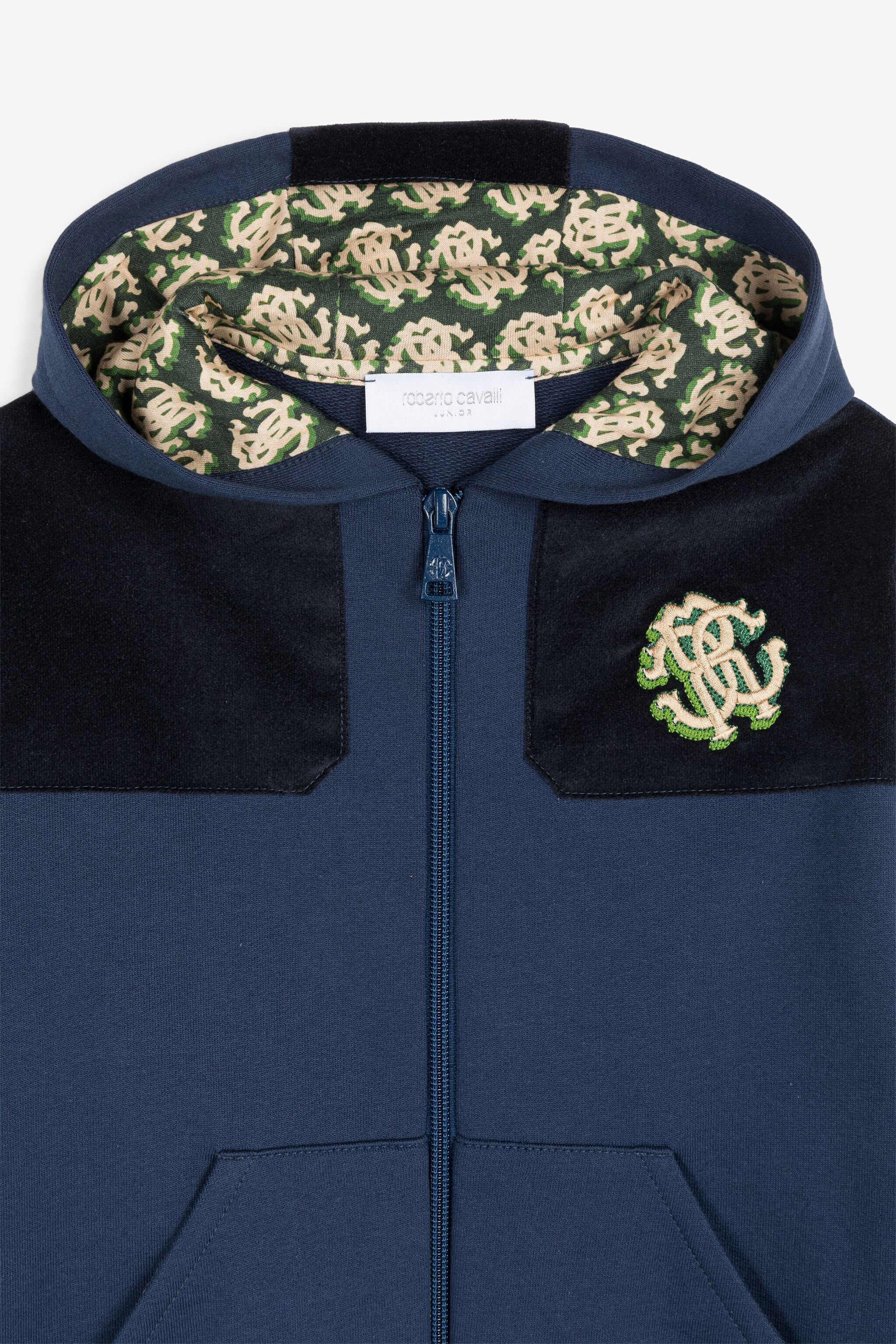 JU RC Monogram-Embroidered Zip Hoodie Dark blue RJT90P-CF050