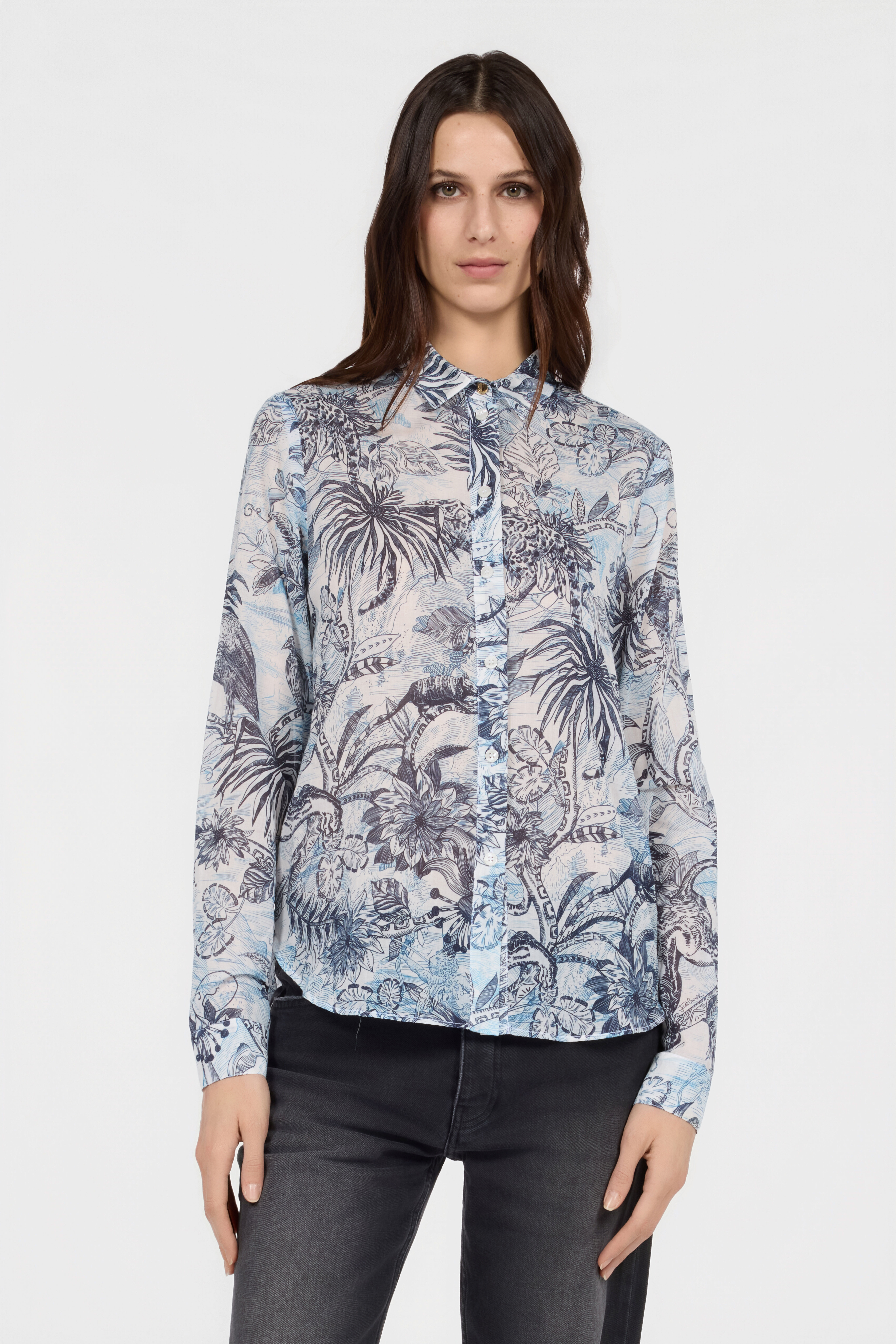 JC Stange Jungle Print Shirt NAVY UFT146-UF212