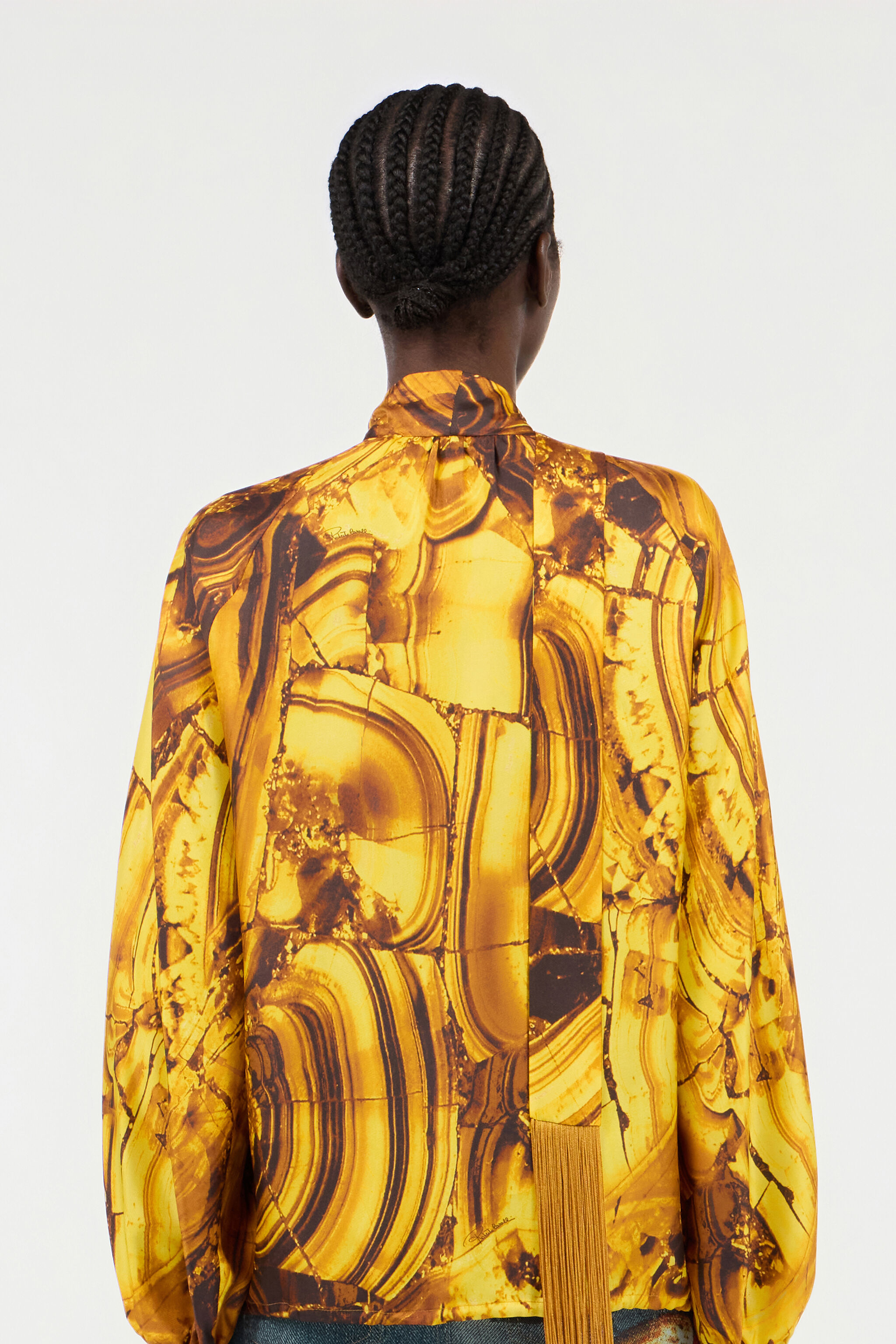 RC Tigereye Print Silk Shirt AMBRA/NERO VKT700-4QP74
