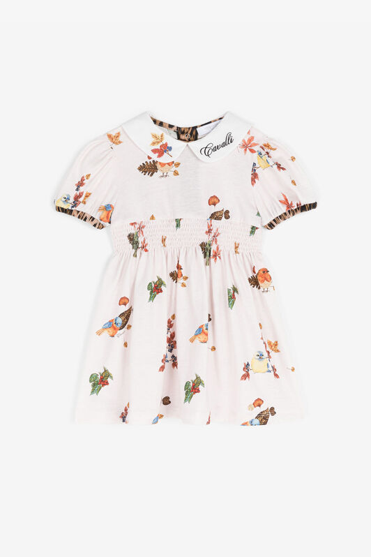JU Bird And Leopard-Print Cotton Dress Pink RJT10C-JFH90