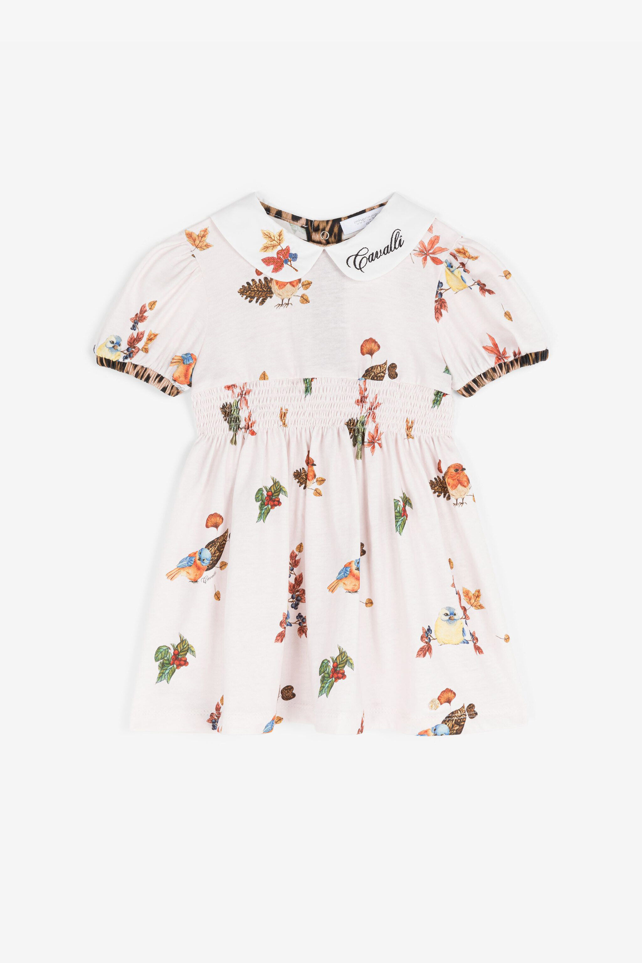JU Bird And Leopard-Print Cotton Dress Pink RJT10C-JFH90