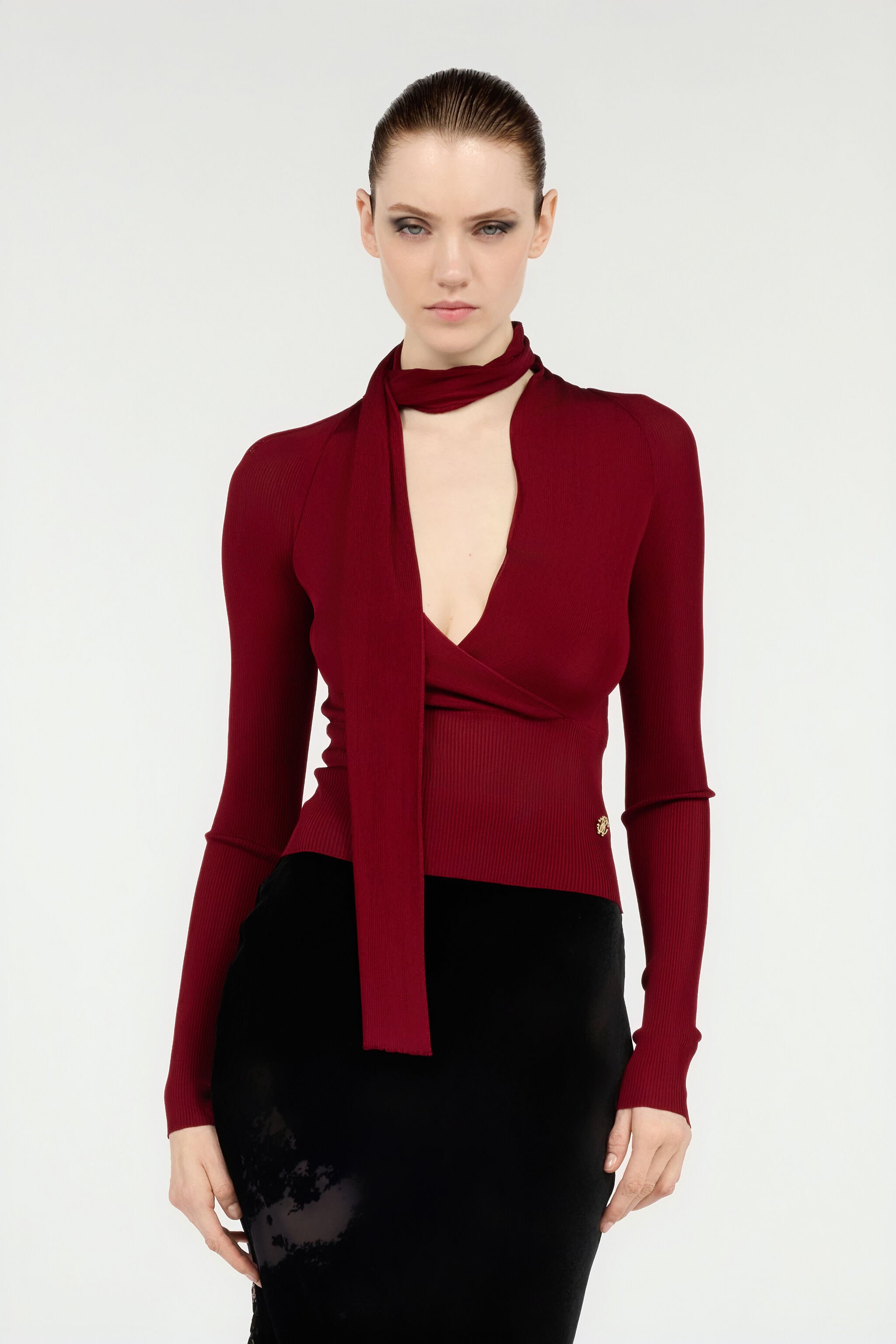 RC Dark Red Wrap-Over Sweater Red VWM603-MH014