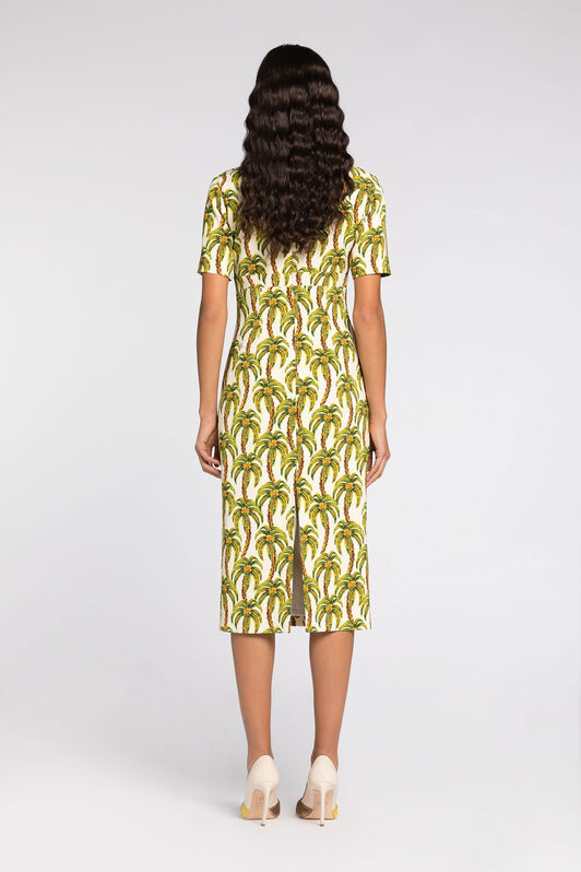 RC Palm tree-print midi dress Light green QWT161-ORG41