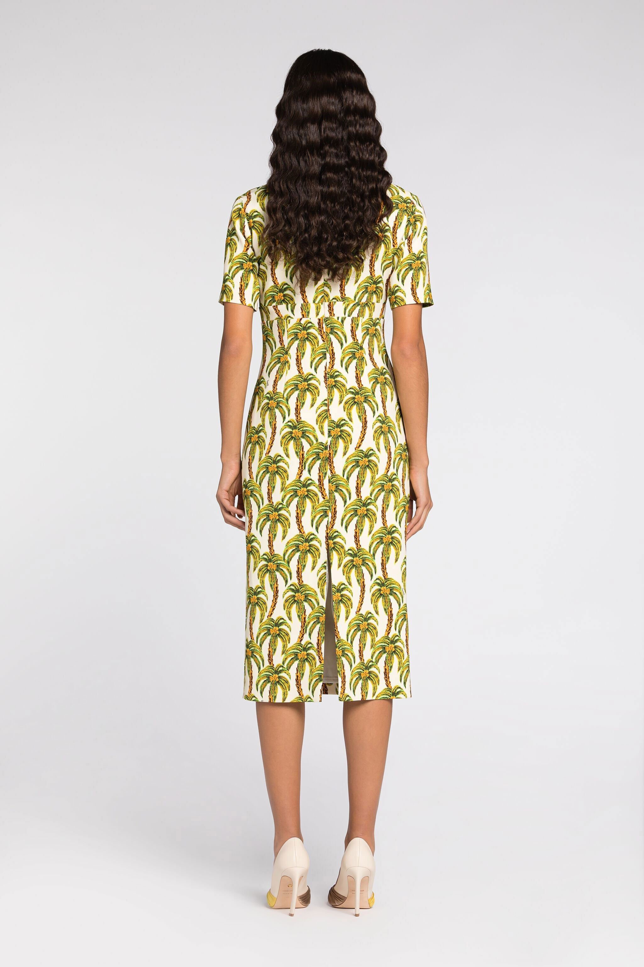 RC Palm tree-print midi dress Light green QWT161-ORG41