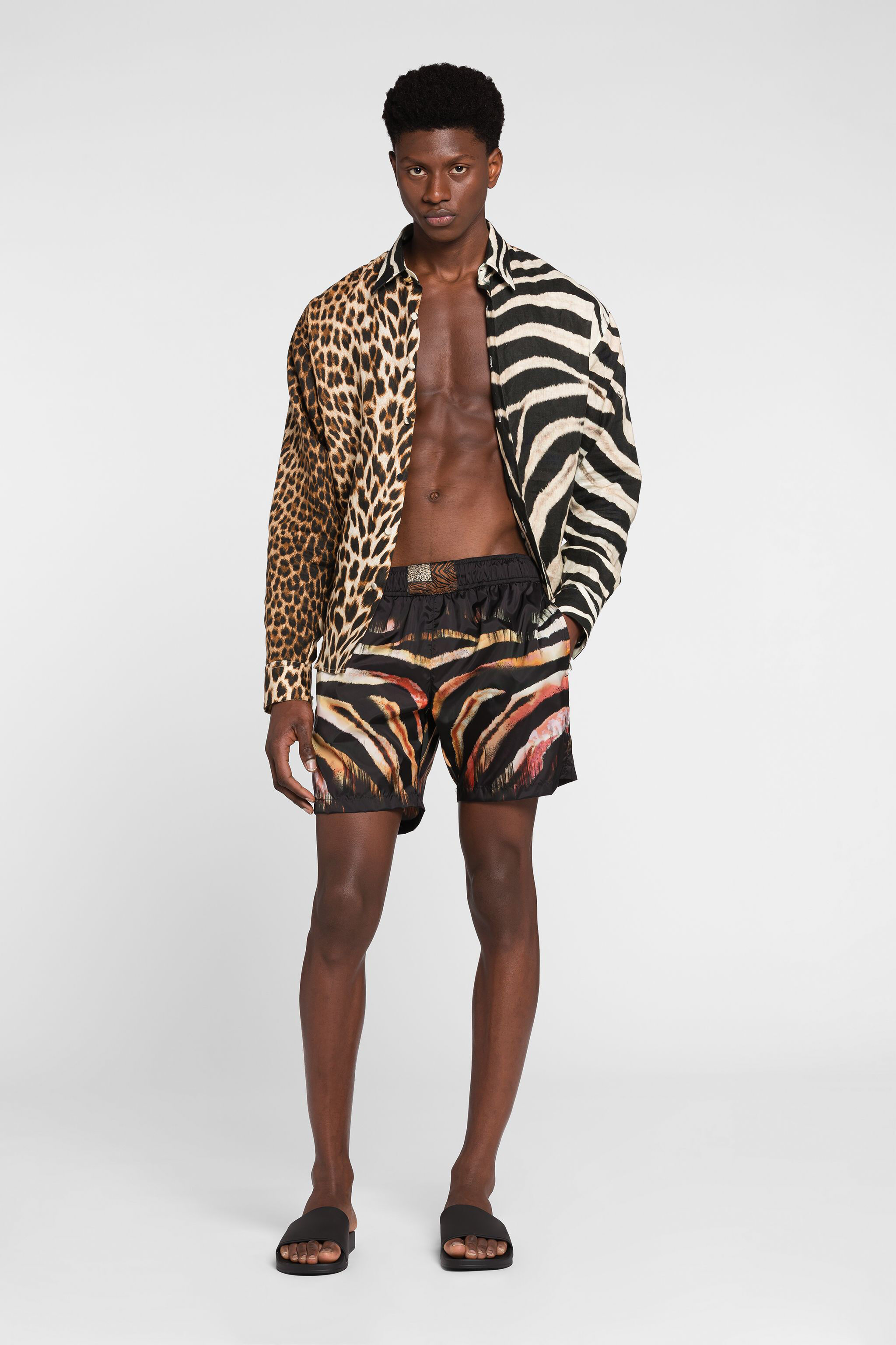 RC Tiger-Print Swim Shorts Orange/Black ONH02C-SB053