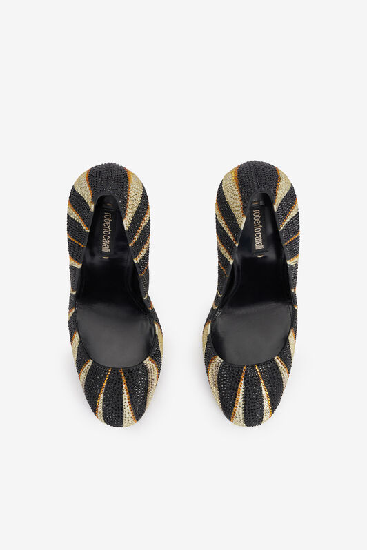 RC Print Satin Pumps with Rhinestones Oro TKS001-SE390