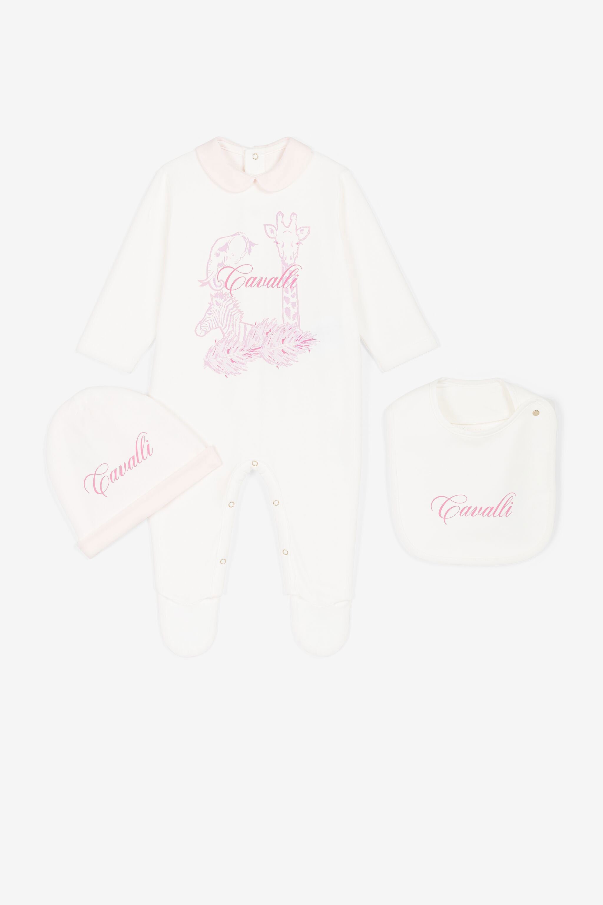 JU Animal And Logo-Print Babygrow Set White PJT841-JV025