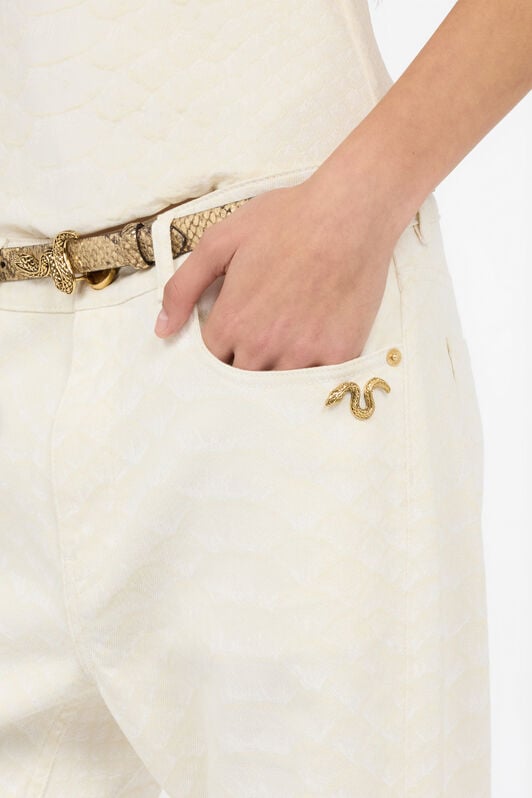 RC Jeans Bianchi Gamba Dritta Con Stampa Squame WHITE WWJ200-DAS36