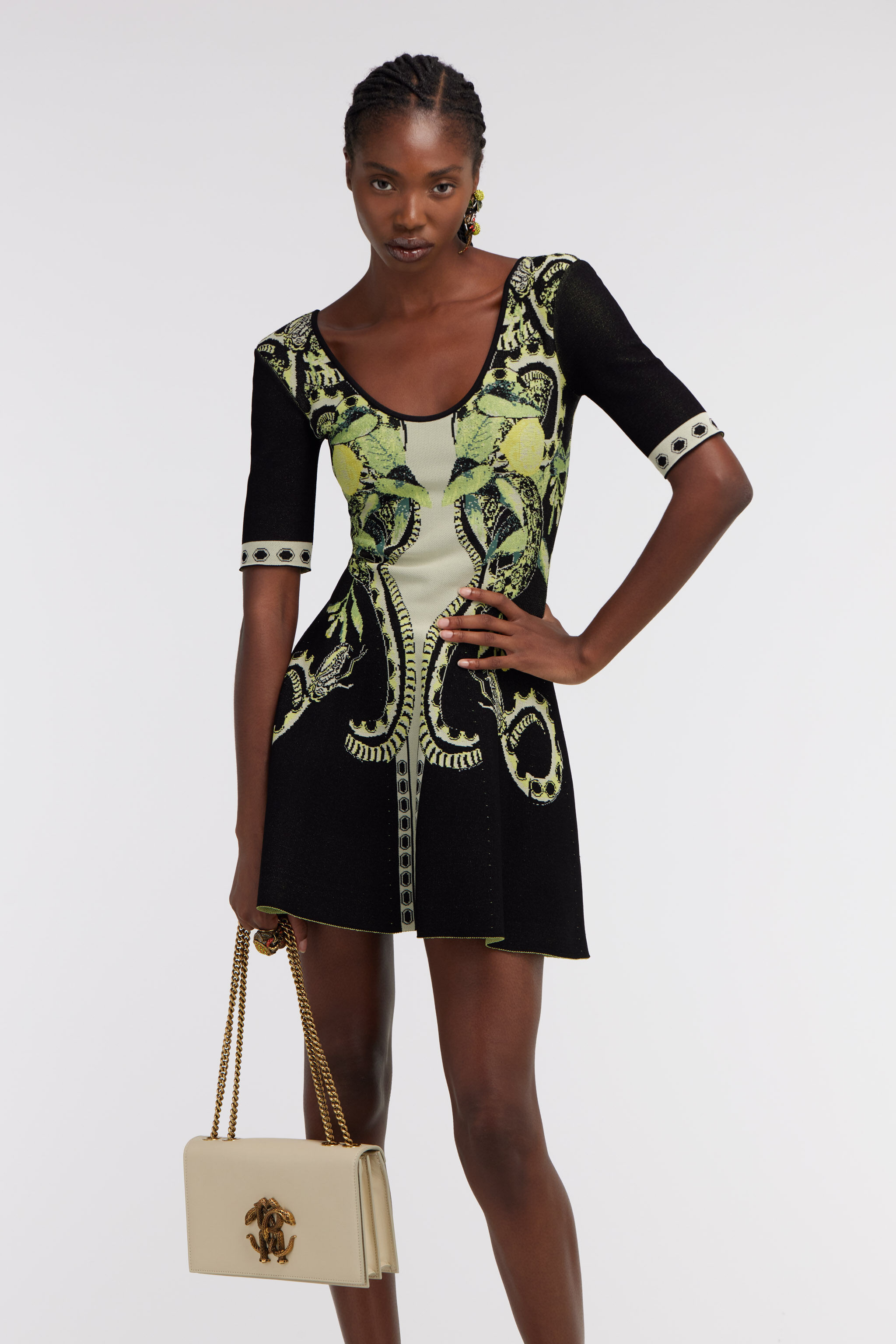 RC Lemon print knit dress Negro SKM113-MI150