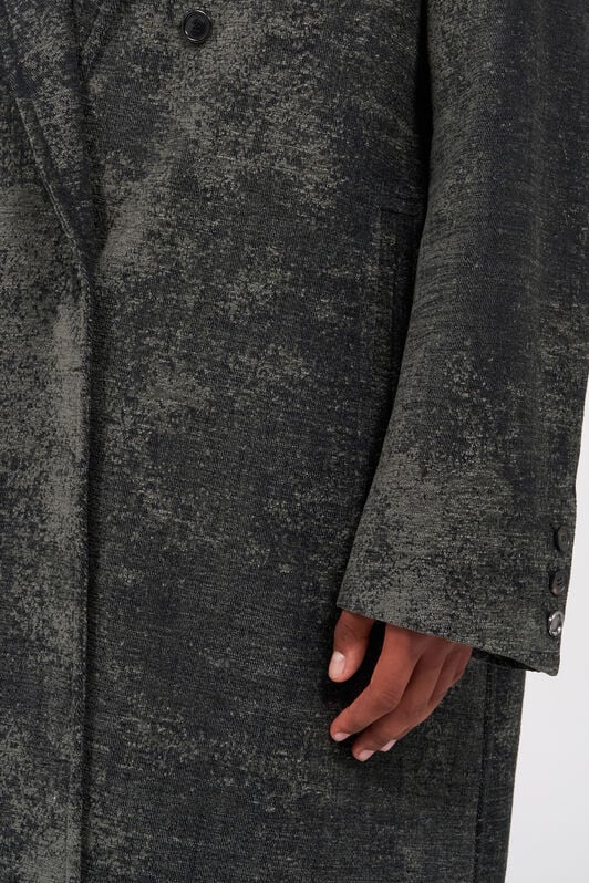 RC Double-Breasted Coat with Distressed Effect BLACK WRT501-FY063