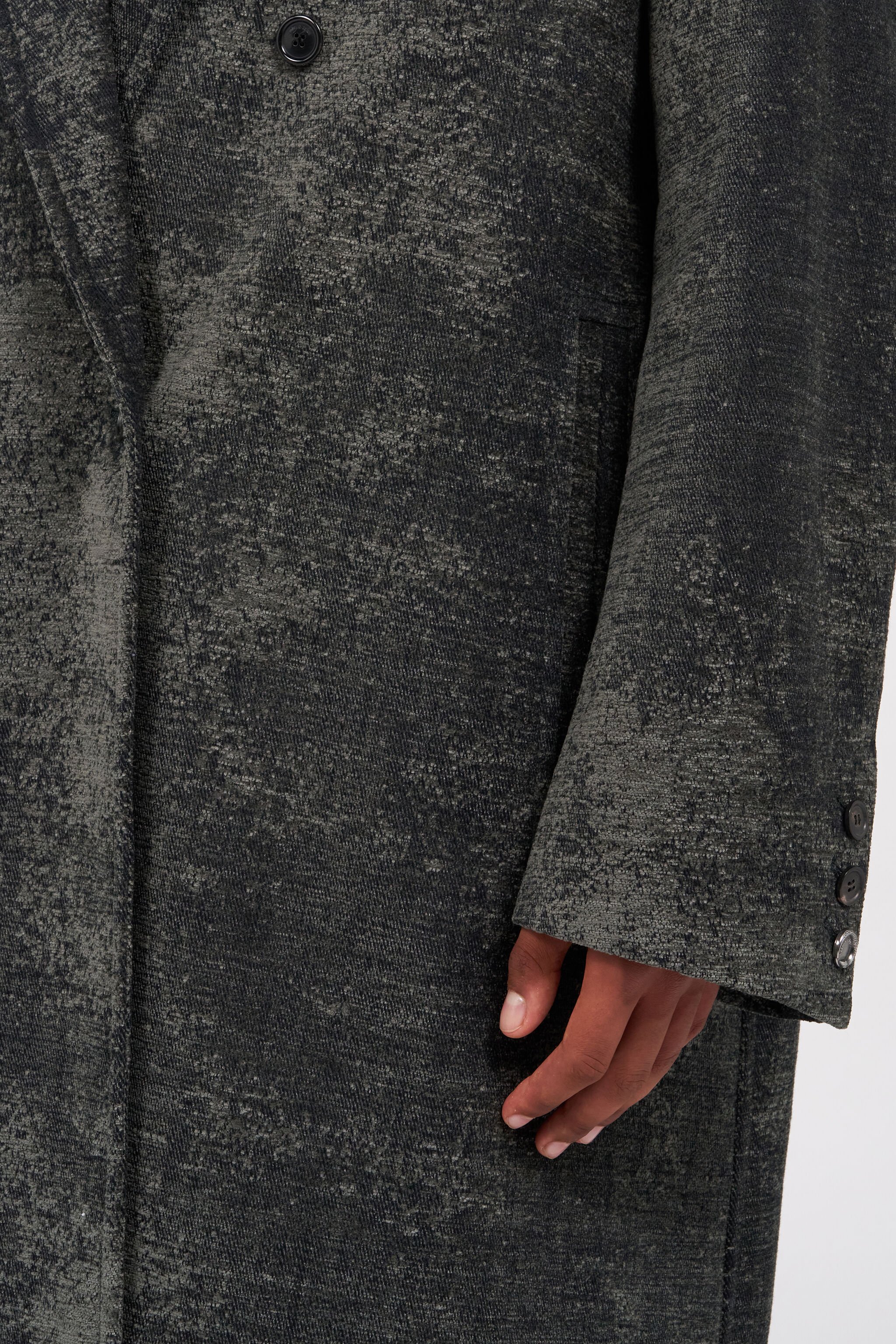 RC Double-Breasted Coat with Distressed Effect BLACK WRT501-FY063