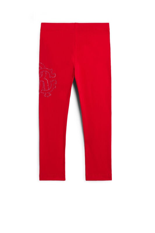 JU Rote Leggings mit Glitzer-Logo JU Rote Leggings mit Glitzer-Logo RED JJT216-JV025