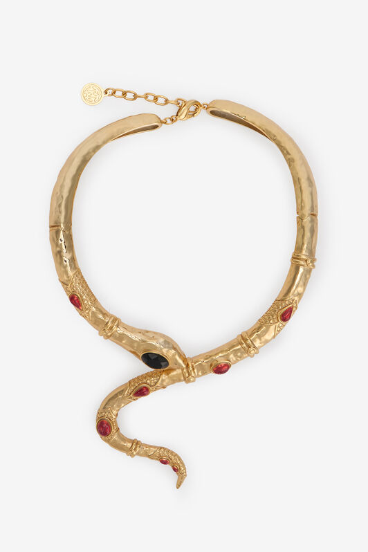 RC Golden Snake Necklace With Black Stones And Ruby RC Golden Snake Necklace With Black Stones And Ruby ORO/NERO/RUBINO VWG010-AM081