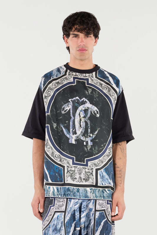 RC T-Shirt Mit Print Marble Und Verzierungen Dunkelblau URT62A-4QN85