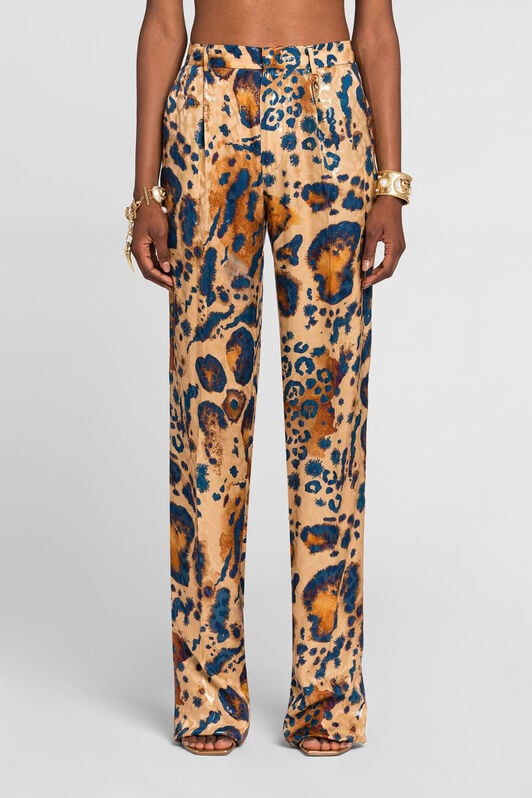 RC Animal-print straight-leg trousers RC Animal-print straight-leg trousers ORO/BLU QKT200-FY077