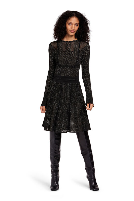 RC Metallic sheen flared dress Black LQM155-MO007