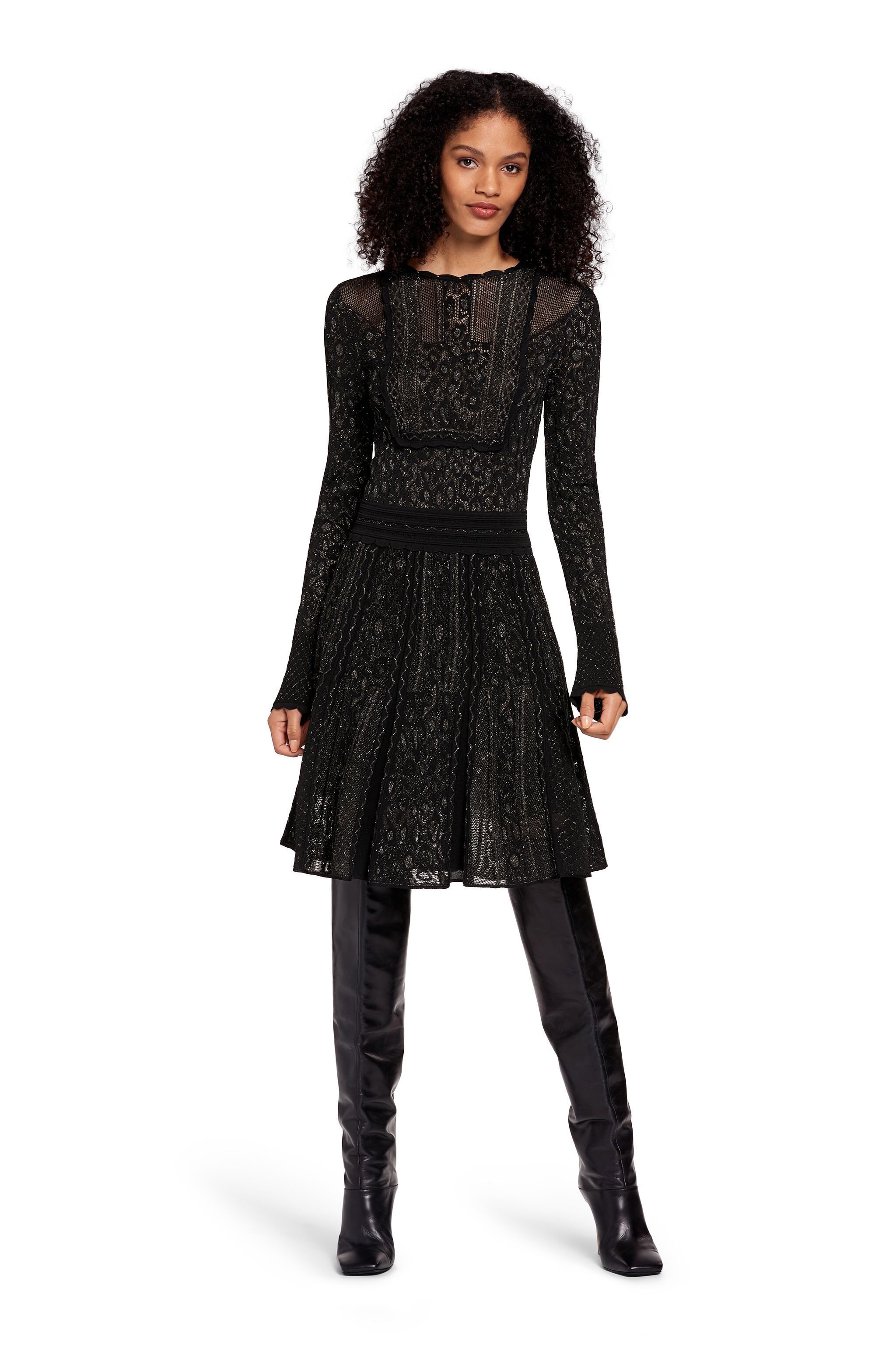RC Metallic sheen flared dress Black LQM155-MO007