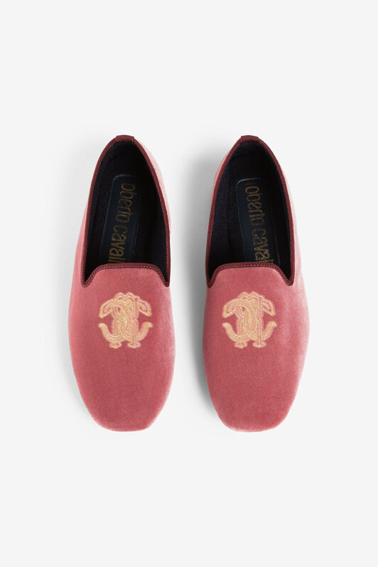 RC Mirror Snake-Embroidered Velvet Slippers ROSA OQS00C-PC325