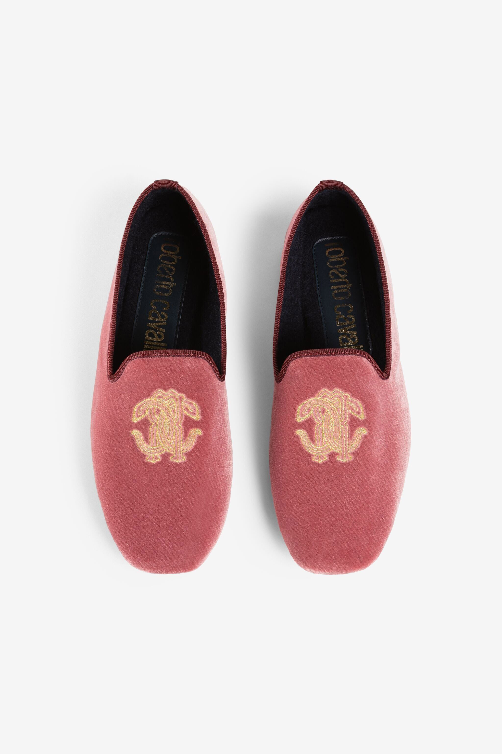 RC Mirror Snake-Embroidered Velvet Slippers ROSA OQS00C-PC325