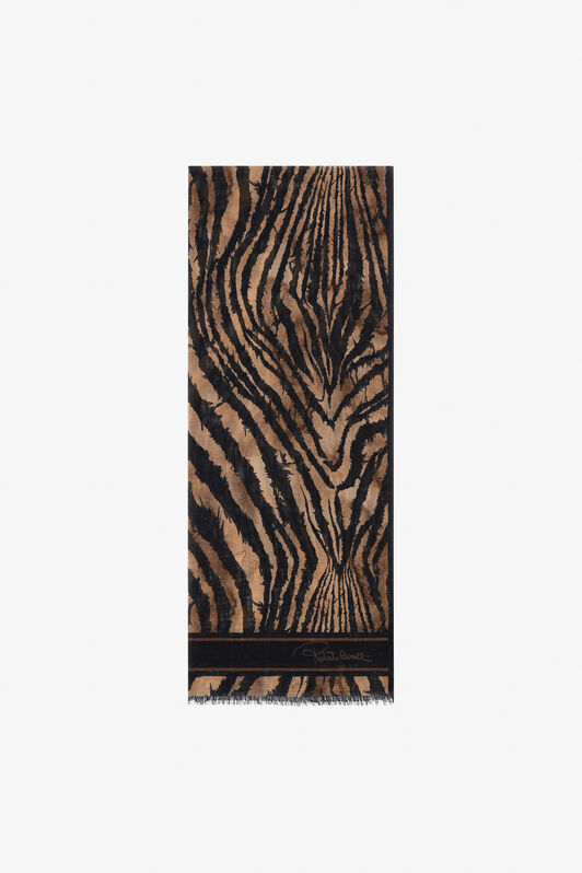 RC Roberto Cavalli Stole with Freedom print Light Brown SYI00C-OBL54