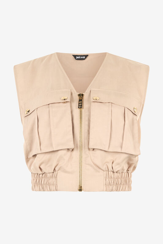 JC Crop-Top Mit Funktionstaschen Hellbraun UFT190-UF256