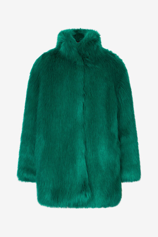 RC Faux fur coat with high collar Green TKT503-FY078