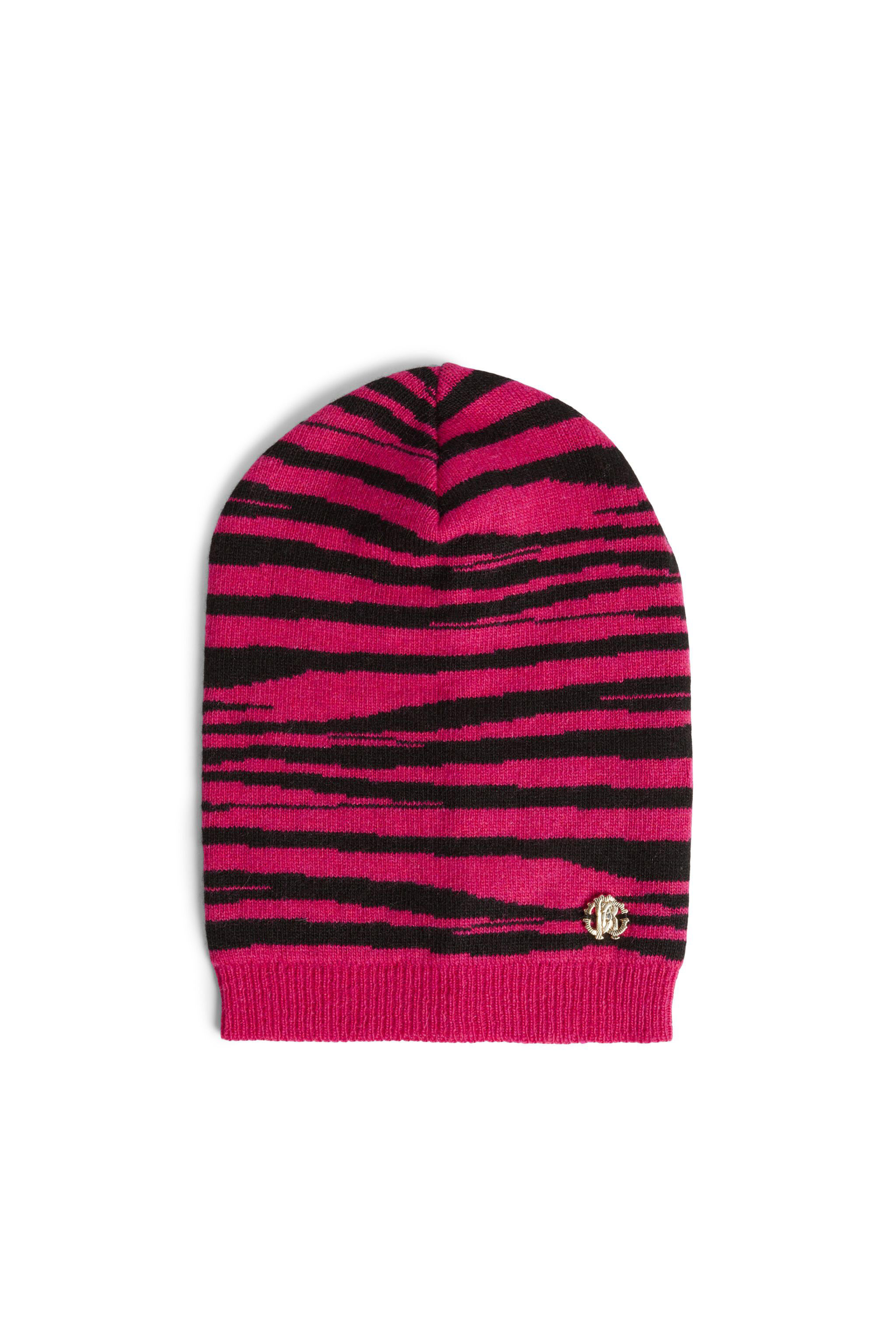 JU Beanie mit Kaschmiranteil und Streifen FUCHSIA/BLACK JJI011-MQ033
