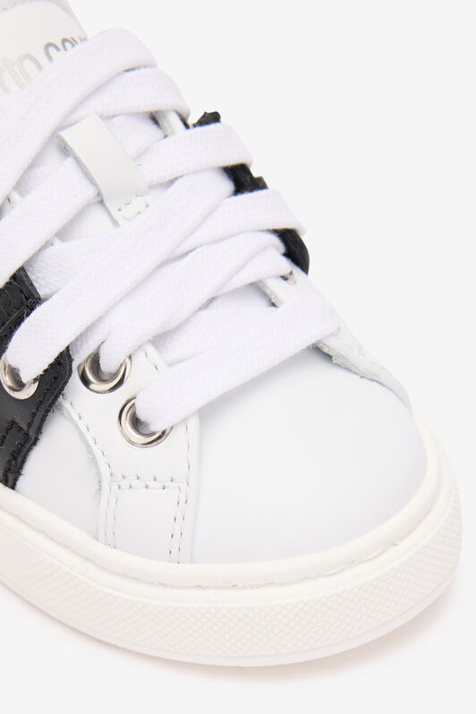 JU Leather Sneakers With Contrasting Inserts WHITE/BLACK TJS02L-PZJ02