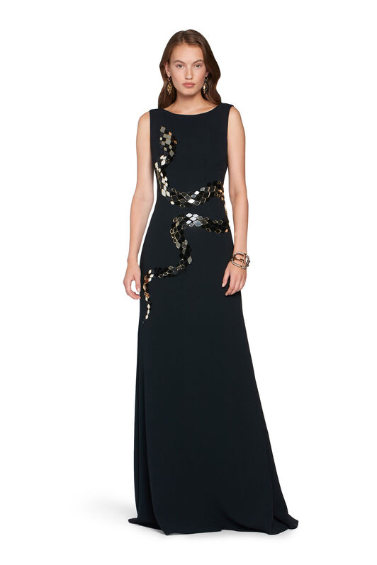 RC Mirror Snake Embellished Gown BLACK IQR918-HR005