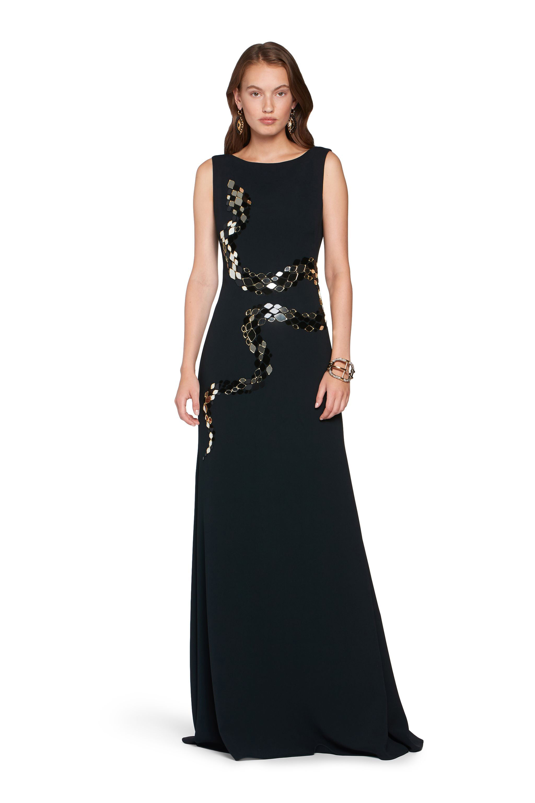 RC Mirror Snake Embellished Gown BLACK IQR918-HR005