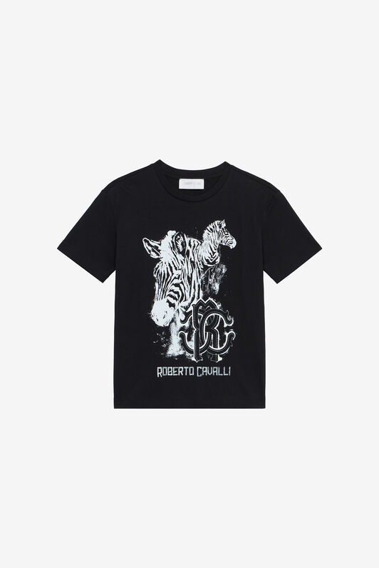 JU T-Shirt Con Stampa Zebre E Logo Nero UJT60B-JD001