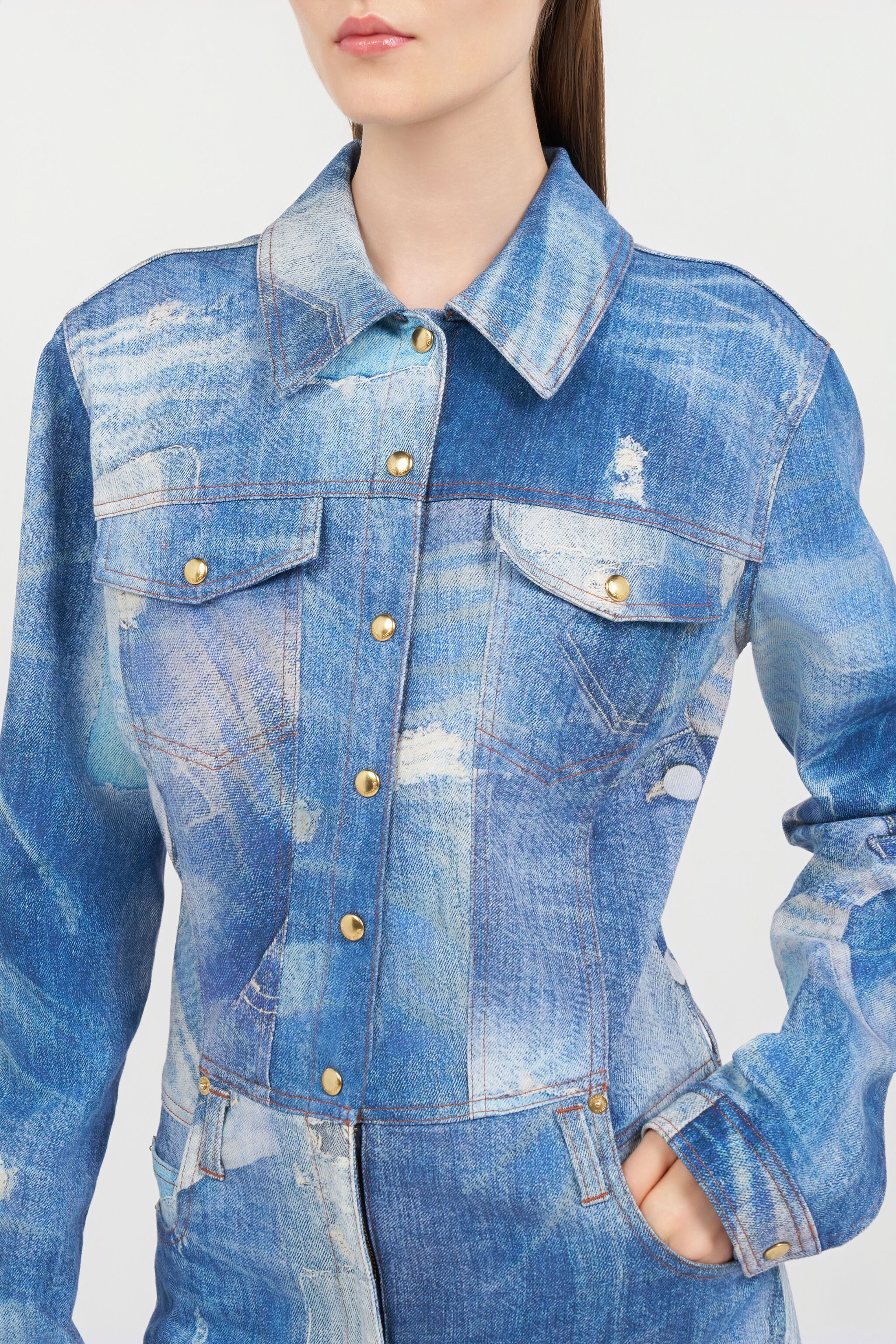 RC Patchwork Denim Jumpsuit DARK BLUE WQJ132-DAR71