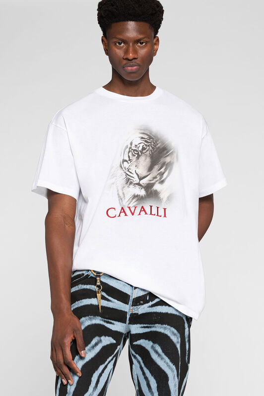 RC Tiger-Print Cotton T-Shirt White ORT61K-JD060