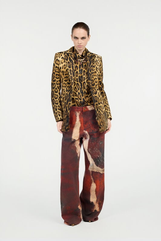 RC Single-Breasted Blazer With Jaguar Skin Print RC Single-Breasted Blazer With Jaguar Skin Print Brown VWT401-SVQ71