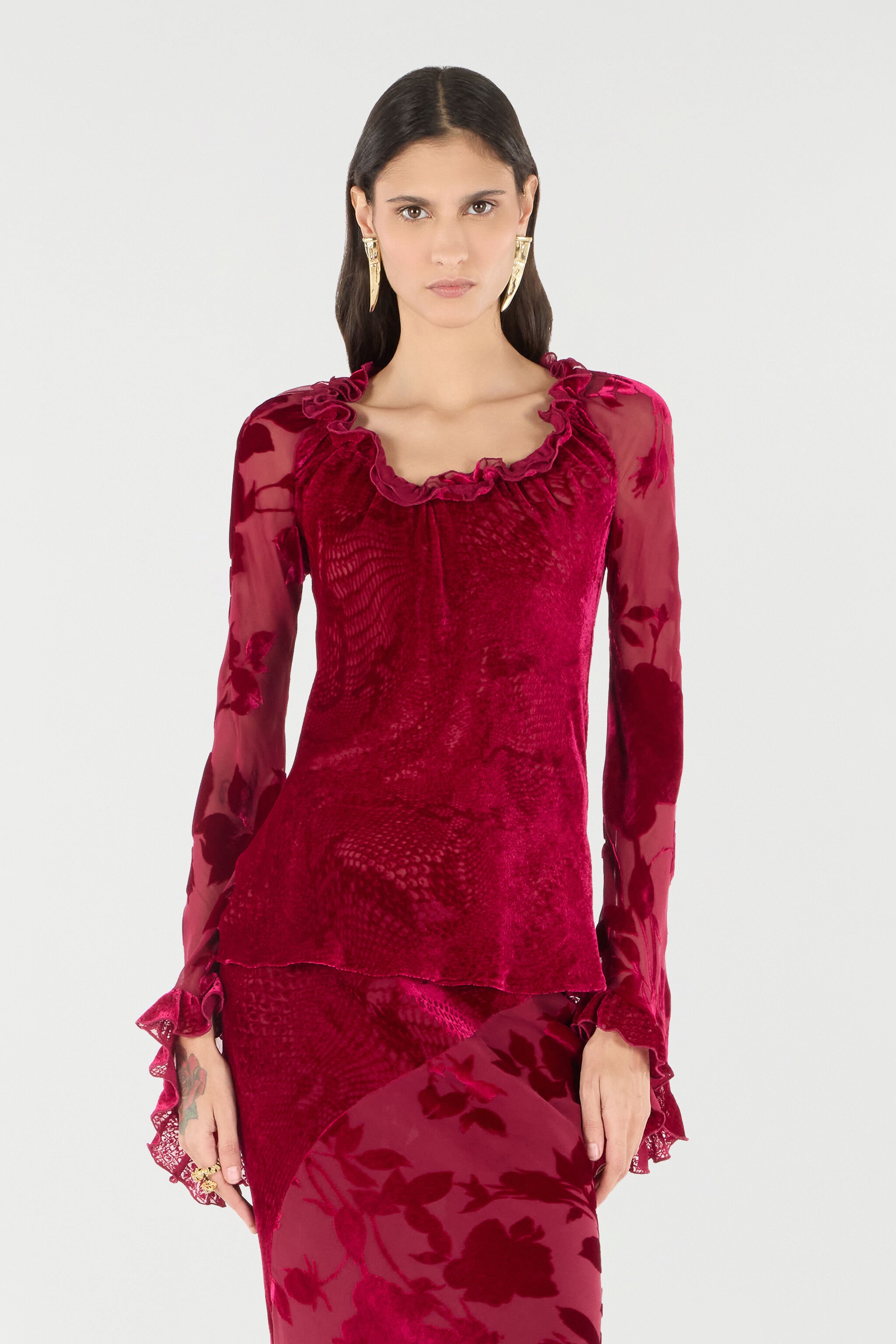RC Pullover mit Motiv Rose und Python Rot UKT603-VNN53
