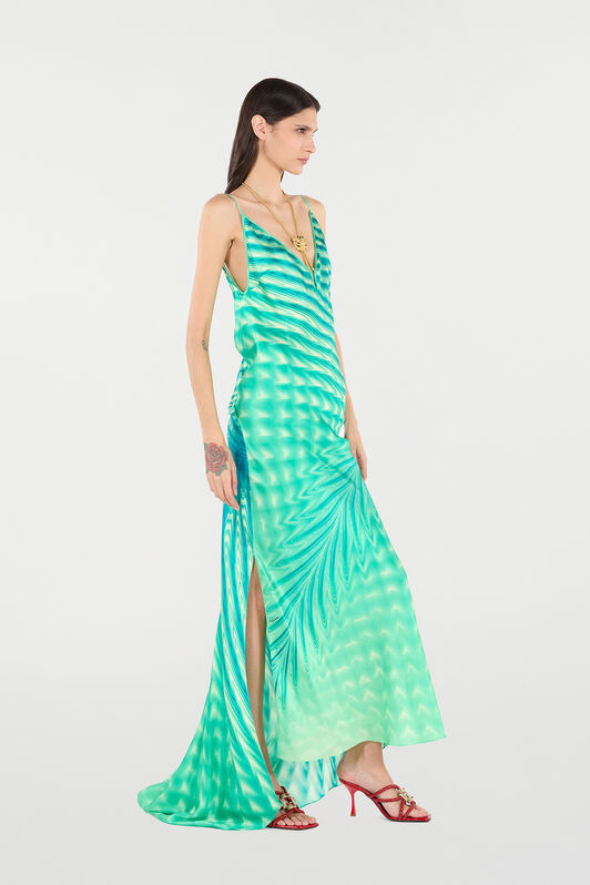 RC Dress With Psychedelic Print And Necklace Light green UKT128-RYN47