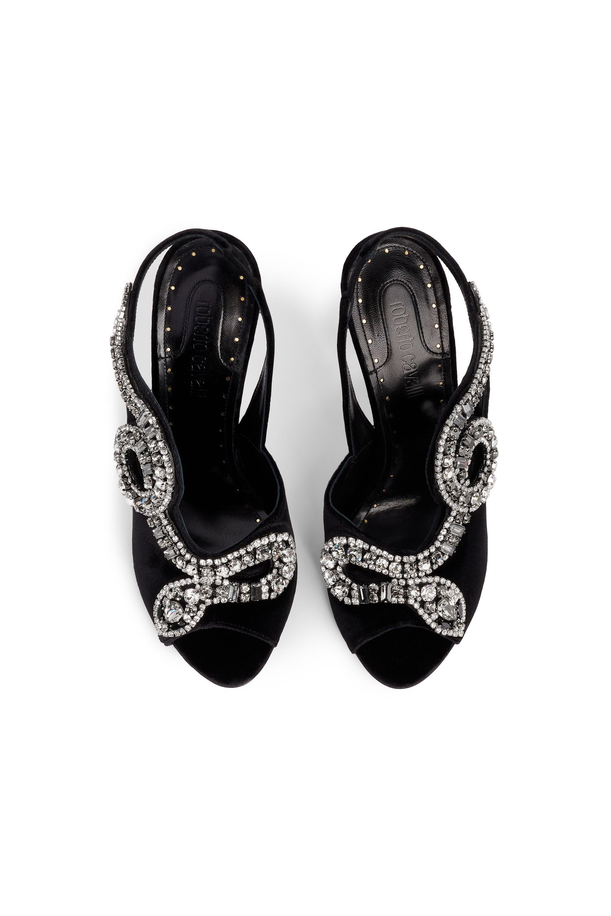 RC Beaded-snake slingback sandals BLACK/CRYSTAL LQS875-VL005