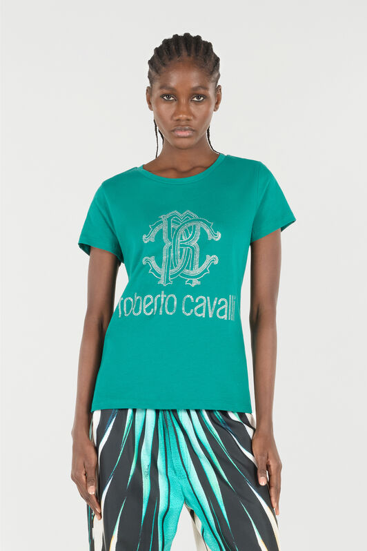 RC T-Shirt Mit Monogramm RC Und Logo Mit Nieten GREEN OOT60B-JD060