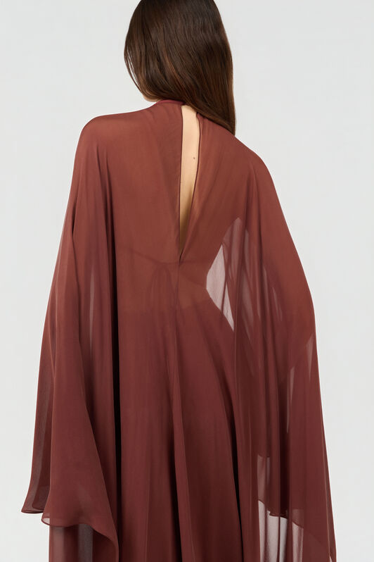 RC Burgundy Silk Maxi Dress 99999 SKT122-JJ036