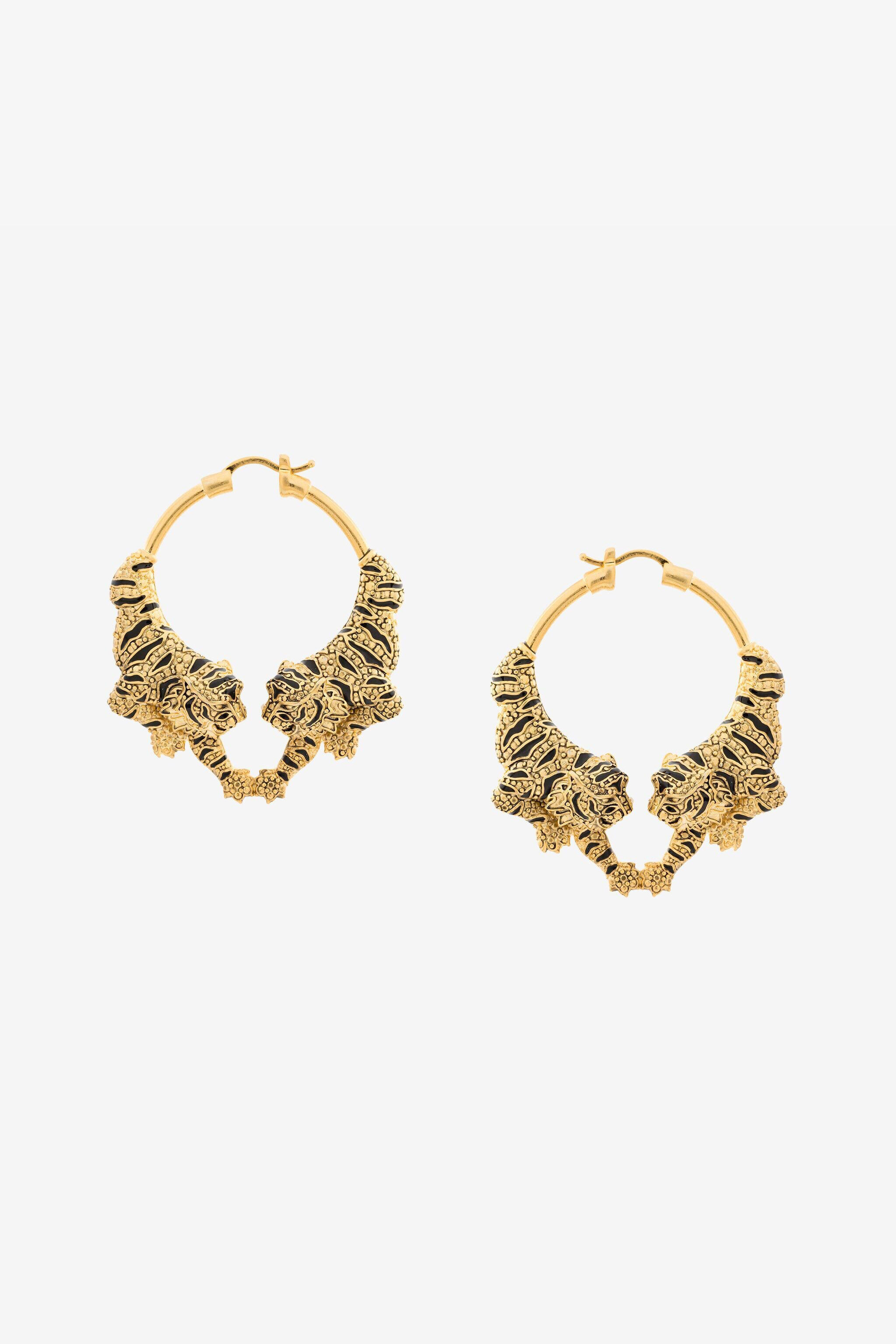 Tiger Hoop Earrings in Gold for Women Roberto Cavalli