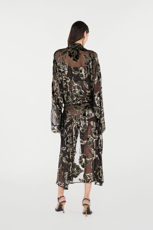 RC See-Through Robe with Floral Motif RC See-Through Robe with Floral Motif Black VQT502-FC006
