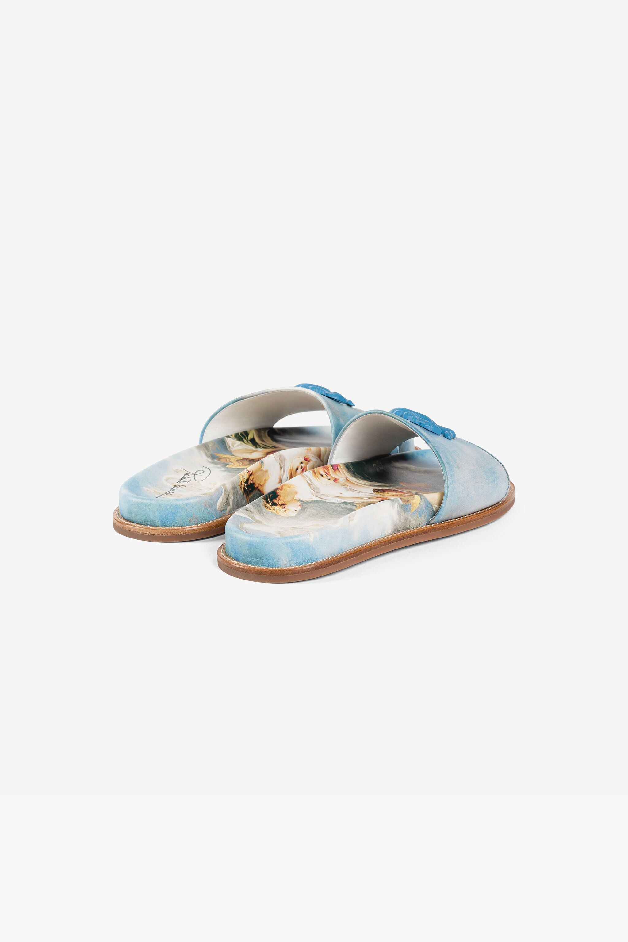 Mirror Snake leather slides
