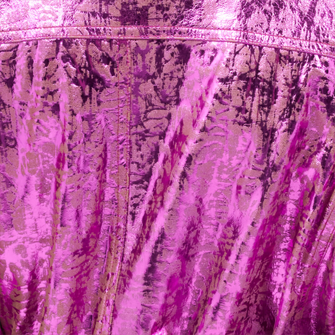 Laminated Metallic-Effect Trench Coat in SAND/FUCHSIA for Women