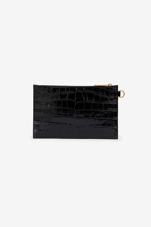 RC Crocodile-embossed leather clutch RC Crocodile-embossed leather clutch BLACK WKA008-PZ975